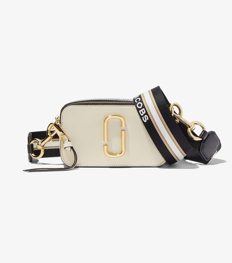 Marc Jacobs The Snapshot Leather Camera Bag In White,multicolor